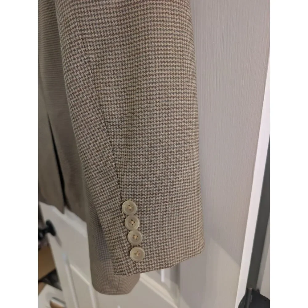 Lauren Ralph Lauren Houndstooth Wool Blazer Men's 44R Tan Brown